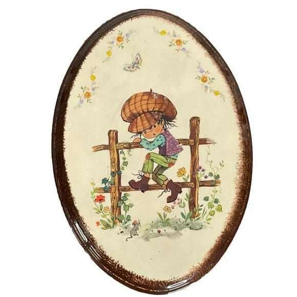 Gottschlich Bavaria Wall Hanging Decor Boy Climbing Fence 70s Vintage Ceramic - Picture 1 of 4